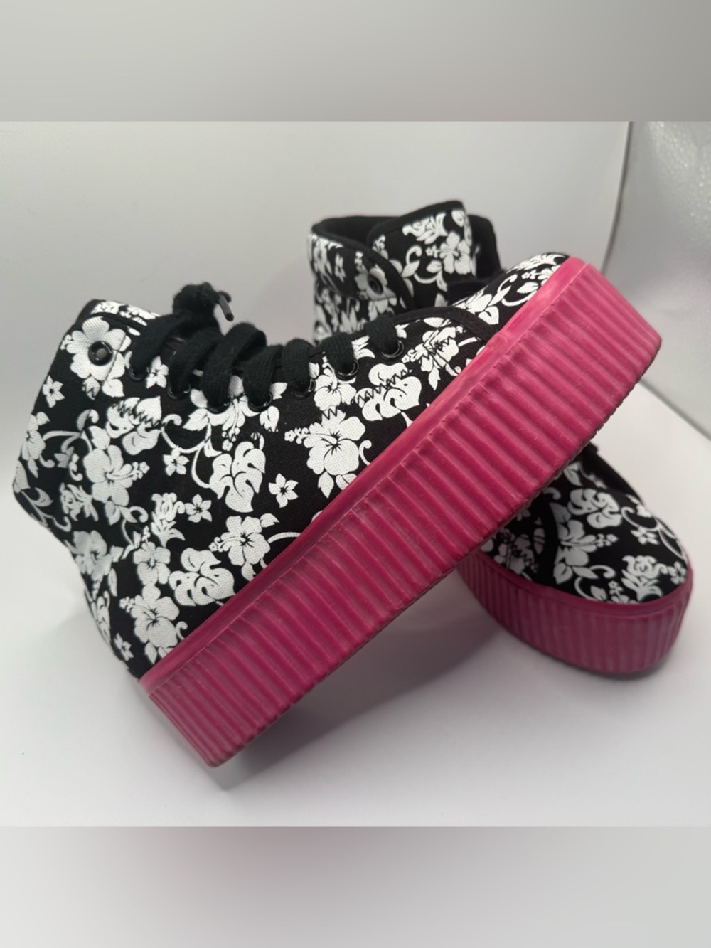 JC Play by Jeffery Campbell Platform Floral Pink  chunky High Tops Size 7